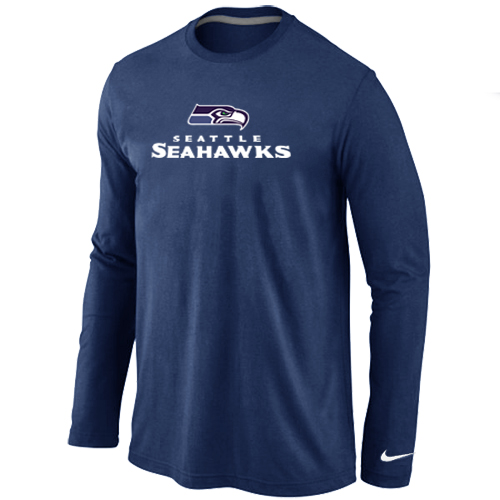Nike Seattle Seahawks Authentic Logo Long Sleeve T-Shirt D.Blue