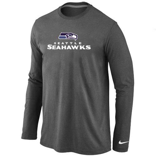 Nike Seattle Seahawks Authentic Logo Long Sleeve T-Shirt D.Grey