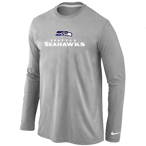 Nike Seattle Seahawks Authentic Logo Long Sleeve T-Shirt Grey