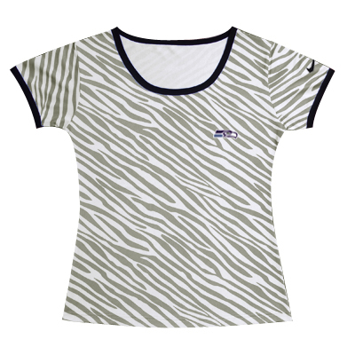 Nike Seattle Seahawks Chest embroidered logo women Zebra stripes T-shirt