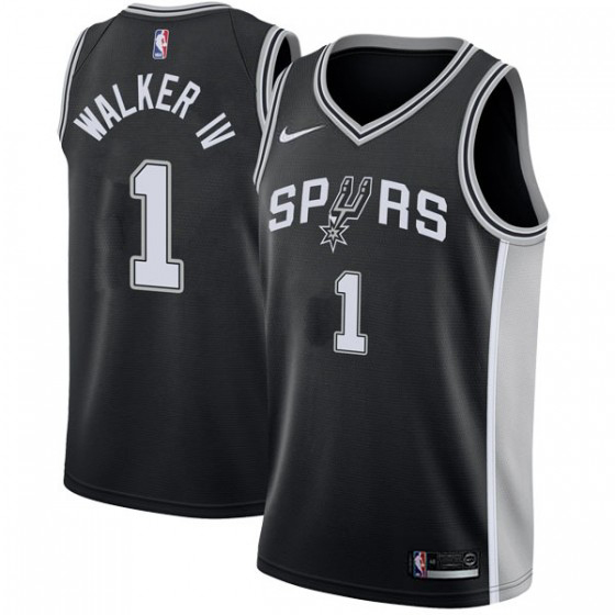 Nike Spurs #1 Lonnie Walker IV Black NBA Swingman Icon Edition Jersey