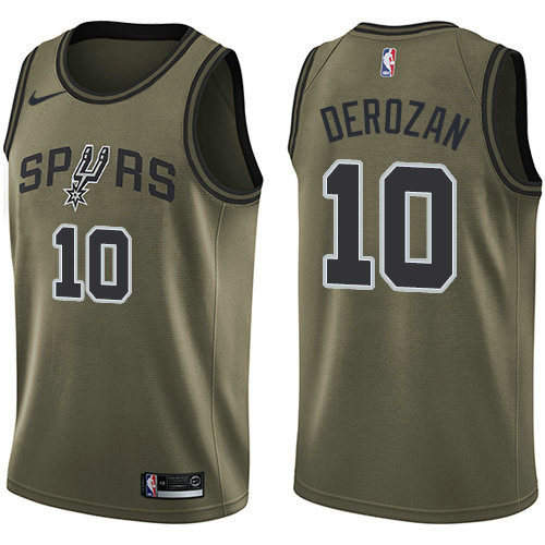 Nike Spurs #10 DeMar DeRozan Green Youth NBA Swingman Salute to Service Jersey