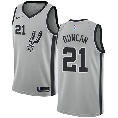 Nike Spurs #21 Tim Duncan Silver NBA Swingman Statement Edition