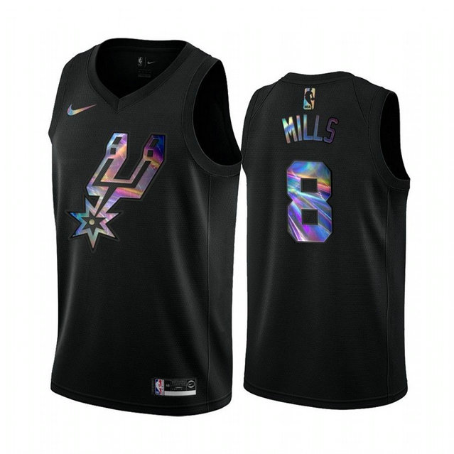 Nike Spurs #8 Patty Mills Men's Iridescent Holographic Collection NBA Jersey - Black
