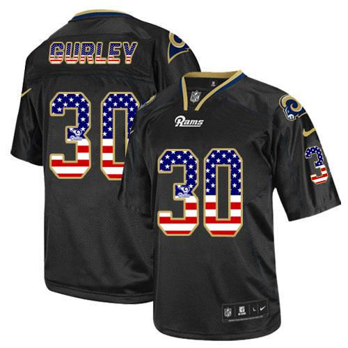 Nike St. Louis Rams 30 Todd Gurley Black NFL Elite USA Flag Fashion Jersey