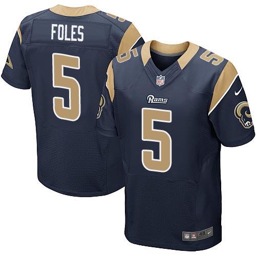 Nike St Louis Rams #5 Nick Foles Navy Blue Elite Jersey