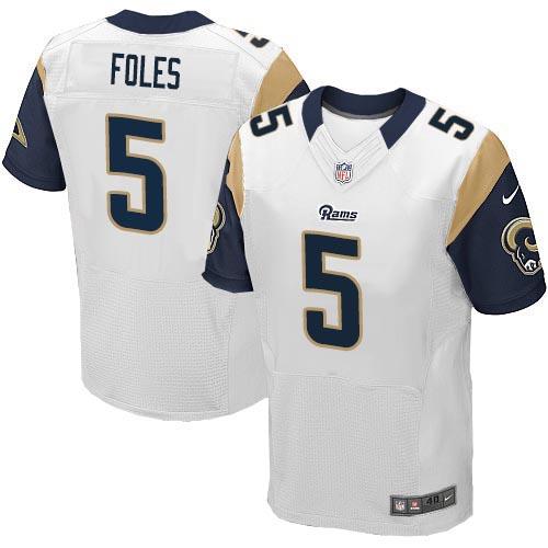 Nike St Louis Rams #5 Nick Foles white Elite Jersey