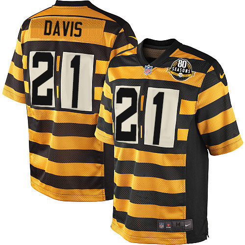 Nike Steelers #21 Sean Davis Yellow Black Alternate Men's Stitched NFL 80TH Throwback Elite Jersey