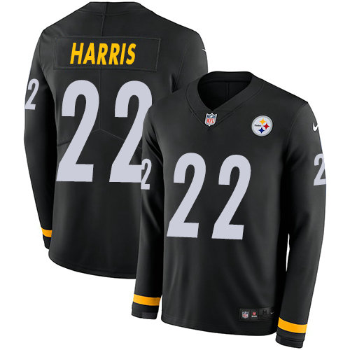Nike Steelers #22 Najee Harris Black Team Color Men's Stitched NFL Limited Therma Long Sleeve Jersey