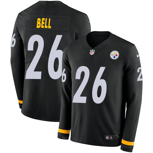 Nike Steelers #26 Le'Veon Bell Black Team Color Men's Stitched NFL Limited Therma Long Sleeve Jersey