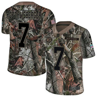 Nike Steelers #7 Ben Roethlisberger Camo Youth Stitched NFL Limited Rush Realtree Jersey