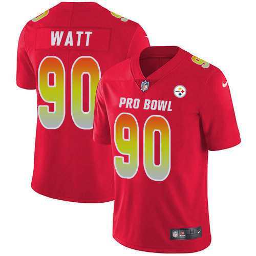 Nike Steelers #90 T. J. Watt Red Men's Stitched NFL Limited AFC 2019 Pro Bowl Jersey