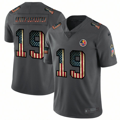 Nike Steelers 19 JuJu Smith-Schuster 2019 Salute To Service USA Flag Fashion Limited Jersey