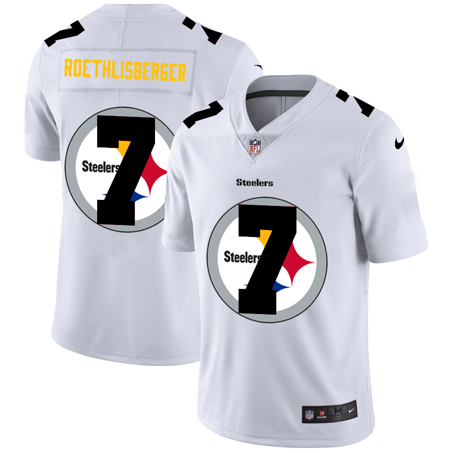 Nike Steelers 7 Ben Roethlisberger White Shadow Logo Limited Jersey