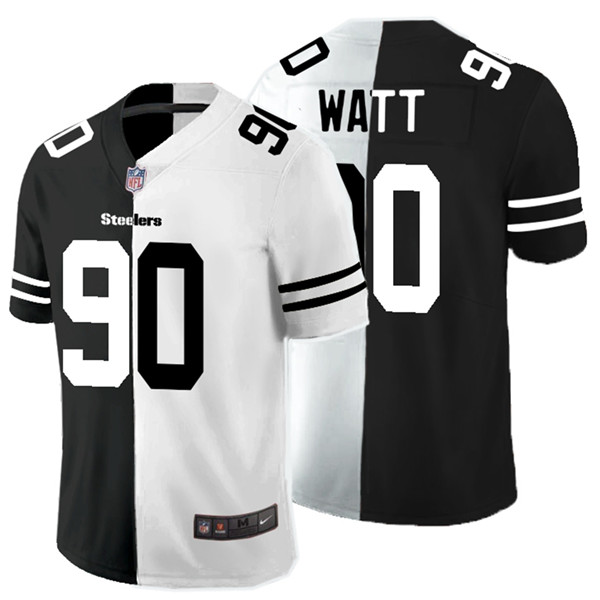 Nike Steelers 90 T.J. Watt Black And White Split Vapor Untouchable Limited Jersey