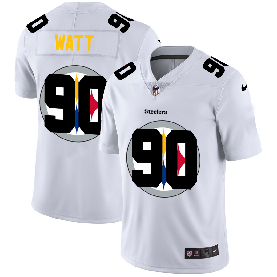 Nike Steelers 90 T.J. Watt White Shadow Logo Limited Jersey