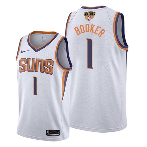 Nike Suns #1 Devin Booker Men's 2021 NBA Finals Bound Swingman Association Edition Jersey White