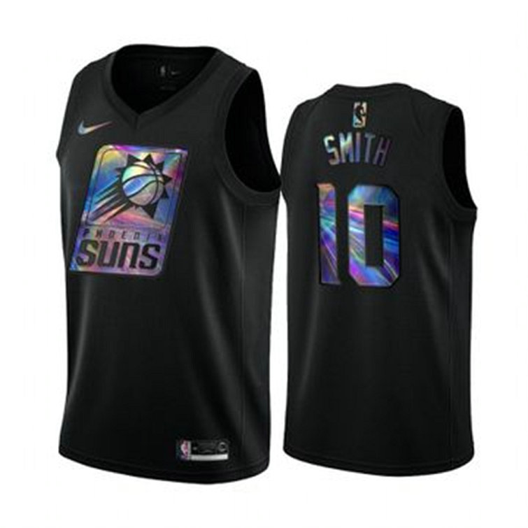 Nike Suns #10 Jalen Smith Men's Iridescent Holographic Collection NBA Jersey - Black