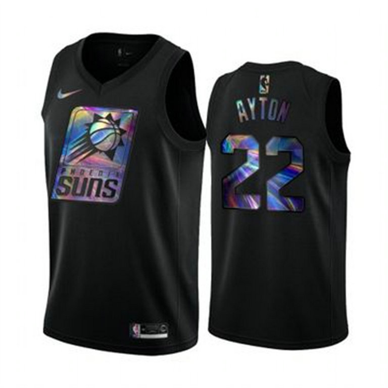 Nike Suns #22 Deandre Ayton Men's Iridescent Holographic Collection NBA Jersey - Black