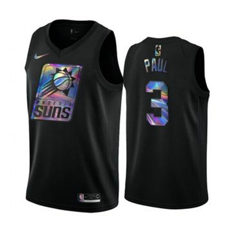 Nike Suns #3 Chris Paul Men's Iridescent Holographic Collection NBA Jersey - Black