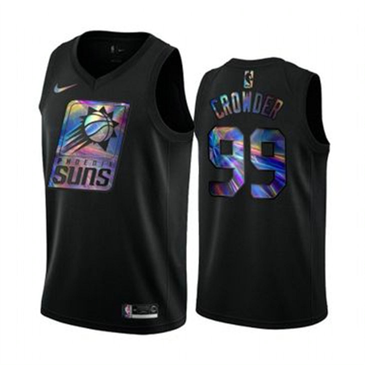Nike Suns #99 Jae Crowder Men's Iridescent Holographic Collection NBA Jersey - Black