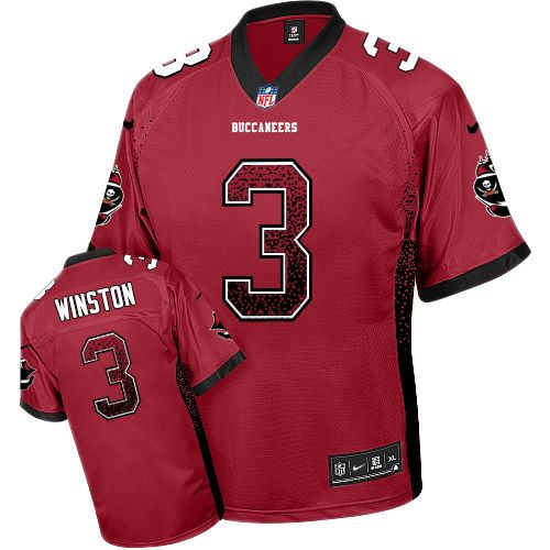 Nike Tampa Bay Buccaneers 3 Jameis Winston Red Team Color NFL Elite Drift Fashion Jersey