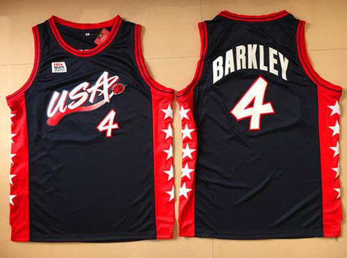 Nike Team USA #4 Charles Barkley Navy Blue 1996 Dream Team Jersey