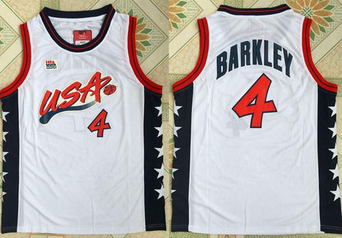 Nike Team USA #4 Charles Barkley White 1996 Dream Team Jersey