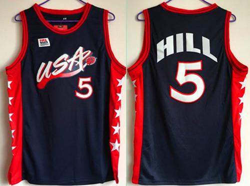 Nike Team USA #5 Grant Hill Navy Blue 1996 Dream Team Jersey