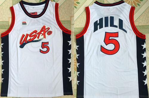 Nike Team USA #5 Grant Hill White 1996 Dream Team Jersey