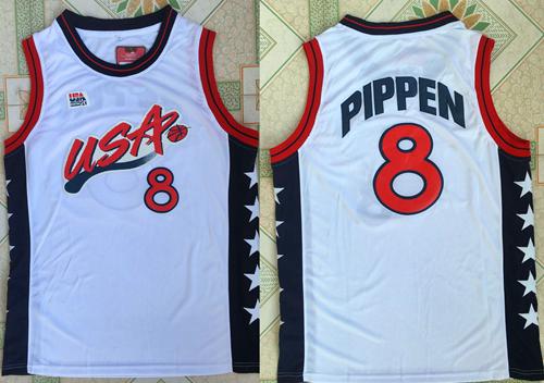 Nike Team USA #8 Scottie Pippen White 1996 Dream Team Jersey