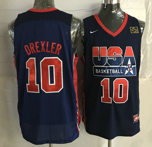 Nike Team USA 10 Clyde Drexler Dark Blue 2012 USA Basketball Retro NBA Jersey