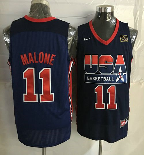 Nike Team USA 11 Karl Malone Dark Blue 2012 USA Basketball Retro NBA Jersey