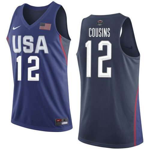 Nike Team USA 12 DeMarcus Cousins Navy Blue 2016 Dream Team NBA Jersey