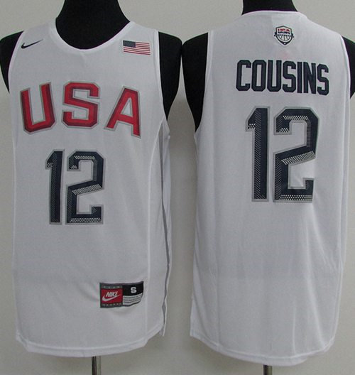 Nike Team USA 12 DeMarcus Cousins White 2016 Dream Team NBA Jersey