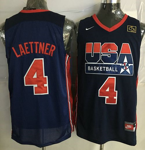 Nike Team USA 4 Christian Laettner Dark Blue 2012 USA Basketball Retro NBA Jersey