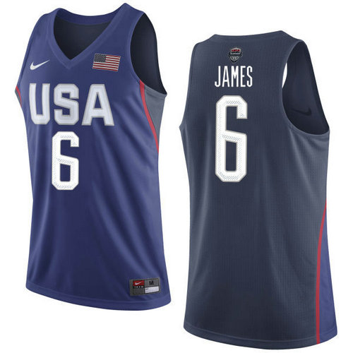 Nike Team USA 6 LeBron James Navy Blue 2016 Dream Team NBA Jersey
