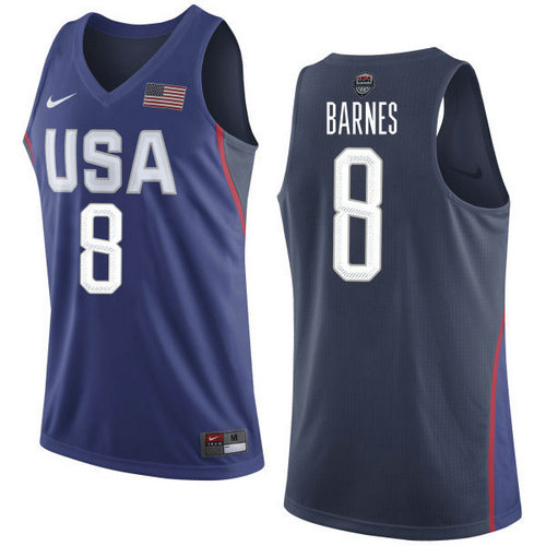 Nike Team USA 8 Harrison Barnes Navy Blue 2016 Dream Team NBA Jersey