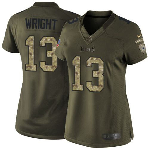 Nike Tennessee Titans 13 Kendall Wright Green Women NFL Limited Salute to Service Jersey