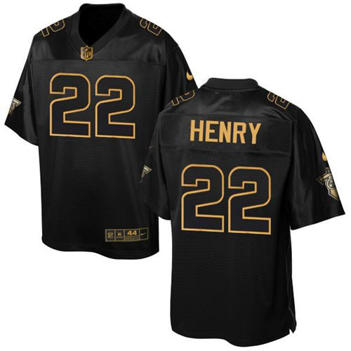 Nike Tennessee Titans 22 Derrick Henry Black NFL Elite Pro Line Gold Collection Jersey