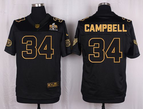 Nike Tennessee Titans 34 Earl Campbell Black NFL Elite Pro Line Gold Collection Jersey