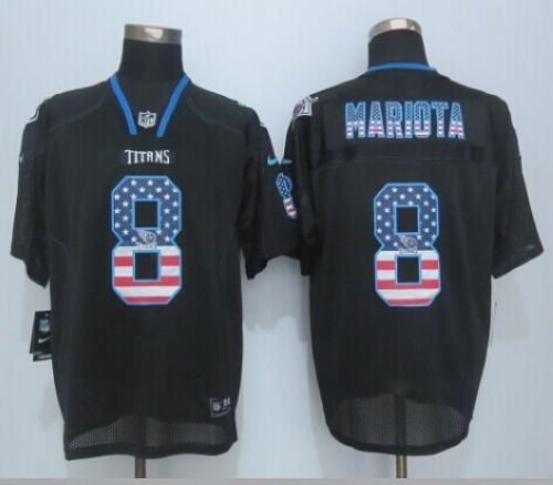 Nike Tennessee Titans 8 Marcus Mariota Black NFL Elite USA Flag Fashion Jersey