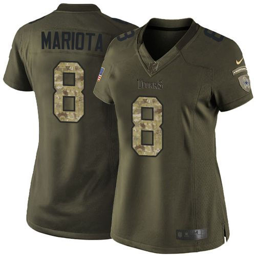 Nike Tennessee Titans 8 Marcus Mariota Green Women NFL Limited Salute to Service Jersey
