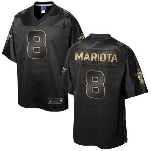 Nike Tennessee Titans 8 Marcus Mariota Pro Line Black Gold Collection NFL Game Jersey
