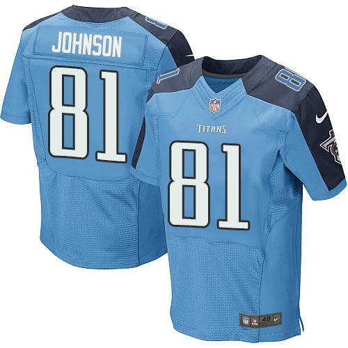 Nike Tennessee Titans 81 Andre Johnson Light Blue Team Color NFL Elite Jersey
