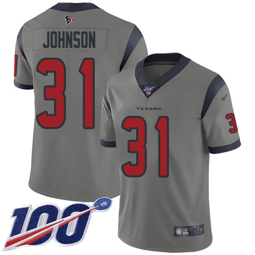 Nike Texans #31 David Johnson Gray Men's Stitched NFL Limited Inverted Legend 100th Season Jersey