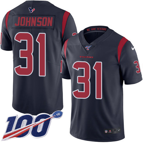 Nike Texans #31 David Johnson Navy Blue Men's Stitched NFL Limited Rush 100th Season Jersey