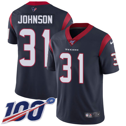 Nike Texans #31 David Johnson Navy Blue Team Color Men's Stitched NFL 100th Season Vapor Untouchable Limited Jersey