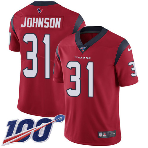 Nike Texans #31 David Johnson Red Alternate Men's Stitched NFL 100th Season Vapor Untouchable Limited Jersey