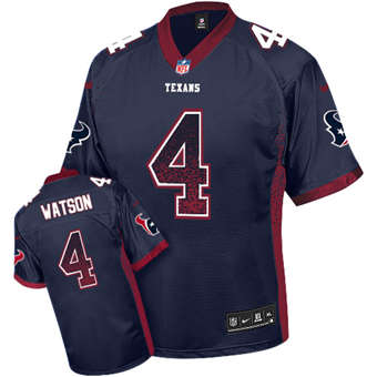 Nike Texans #4 Deshaun Watson Navy Blue Team Color Men's Stitched NFL Elite Drift Fashion Jersey